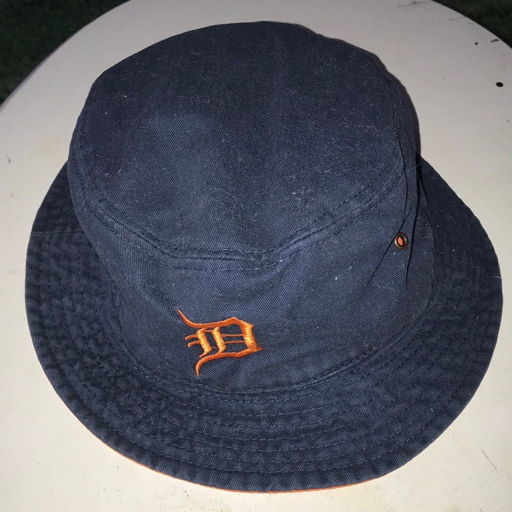 Detroit D Logo Navy Bucket Hat with Orange Accent